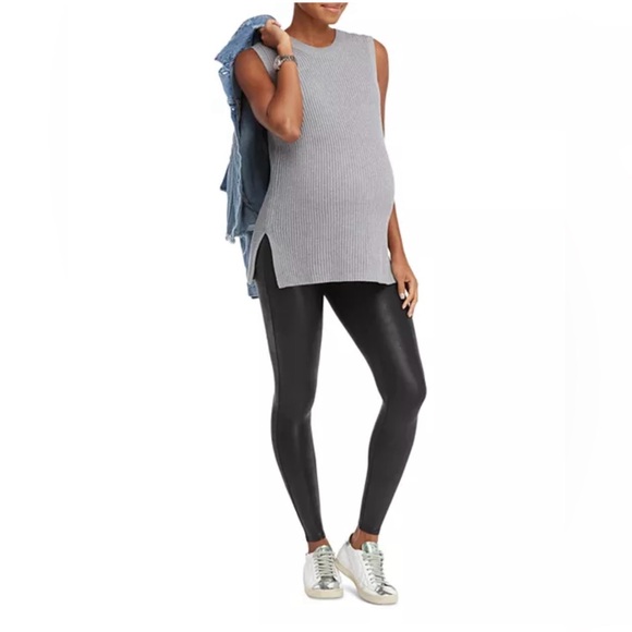 Spanx Black Faux Leather Maternity Leggings XS - Worn once! - Picture 2 of 7